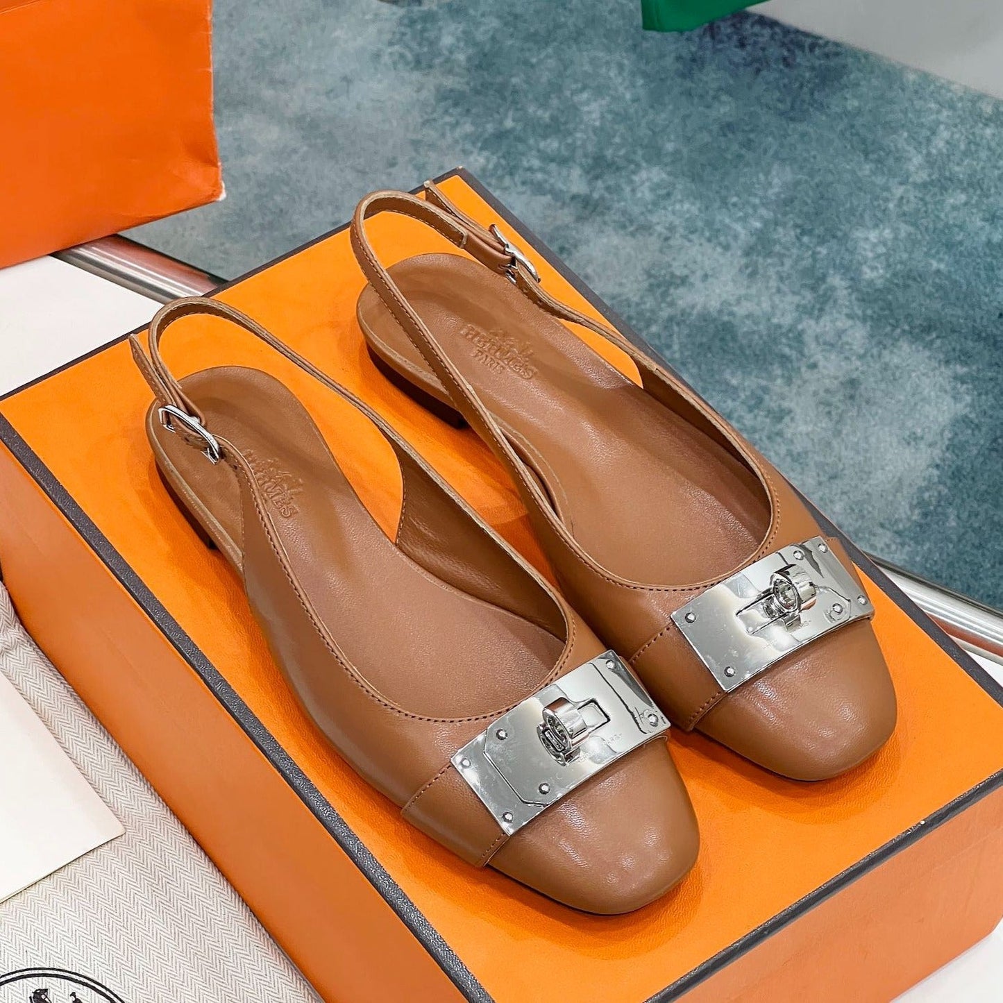 INNOCENTE SLINGBACK CARAMEL CALFSKIN - 35