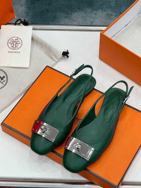INNOCENTE SLINGBACK CASTLETON GREEN CALFSKIN - 35