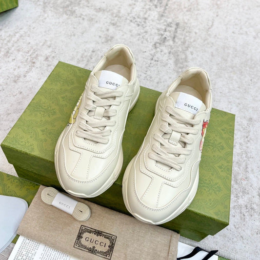 GG RHYTON TRAINER WHITE LAMBSKIN WITH ICON - 35