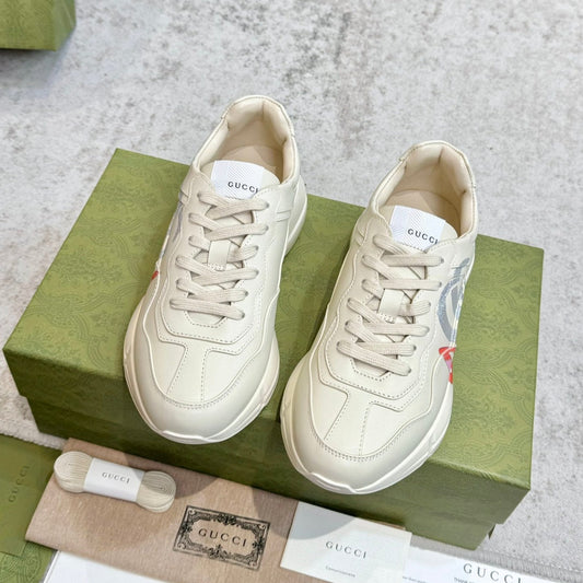 GG RHYTON TRAINER WHITE LAMBSKIN WITH H LETTER - 35
