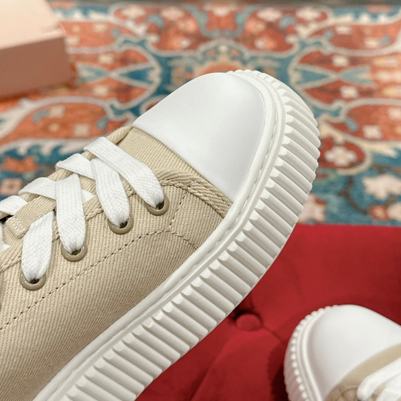 Sneakers Mules Bright Cream Color Canvas - 35