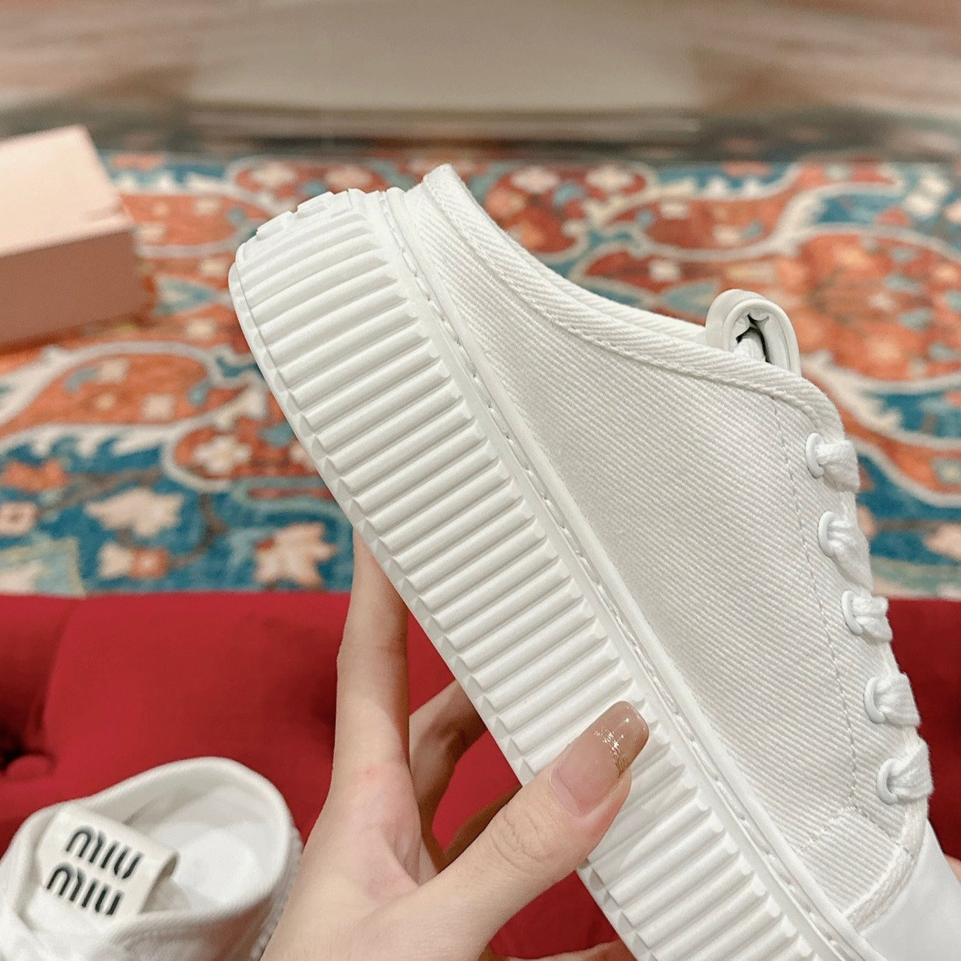 Sneakers Mules White Canvas - 35