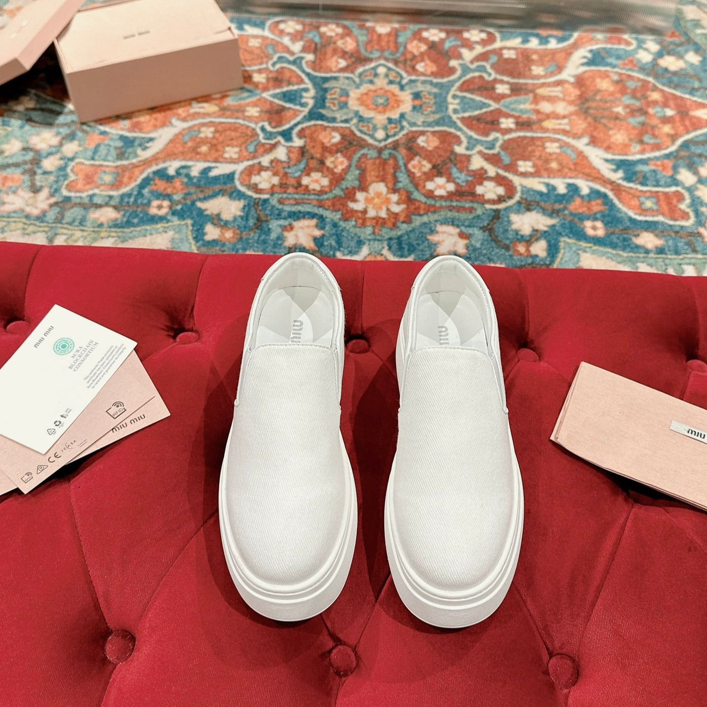 Slip-on Shoes  High Sole White Canvas - 35