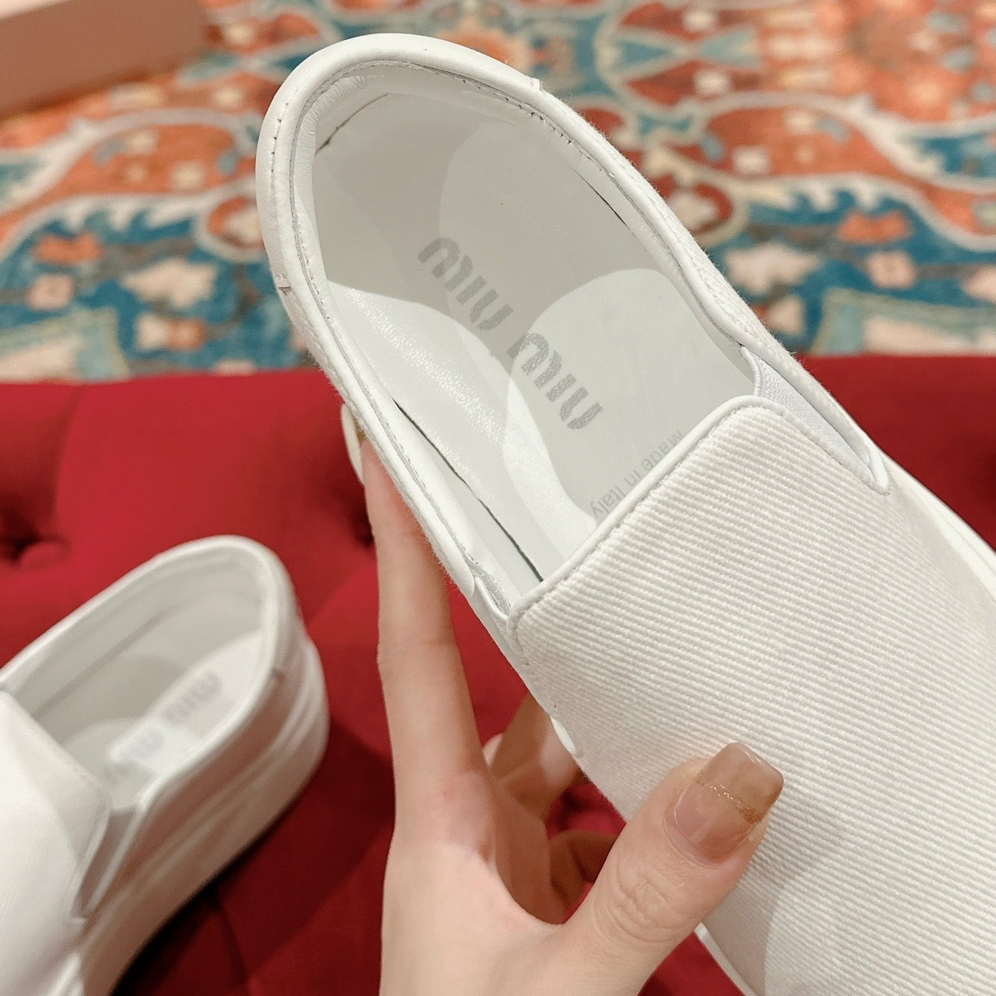 Slip-on Shoes  High Sole White Canvas - 35