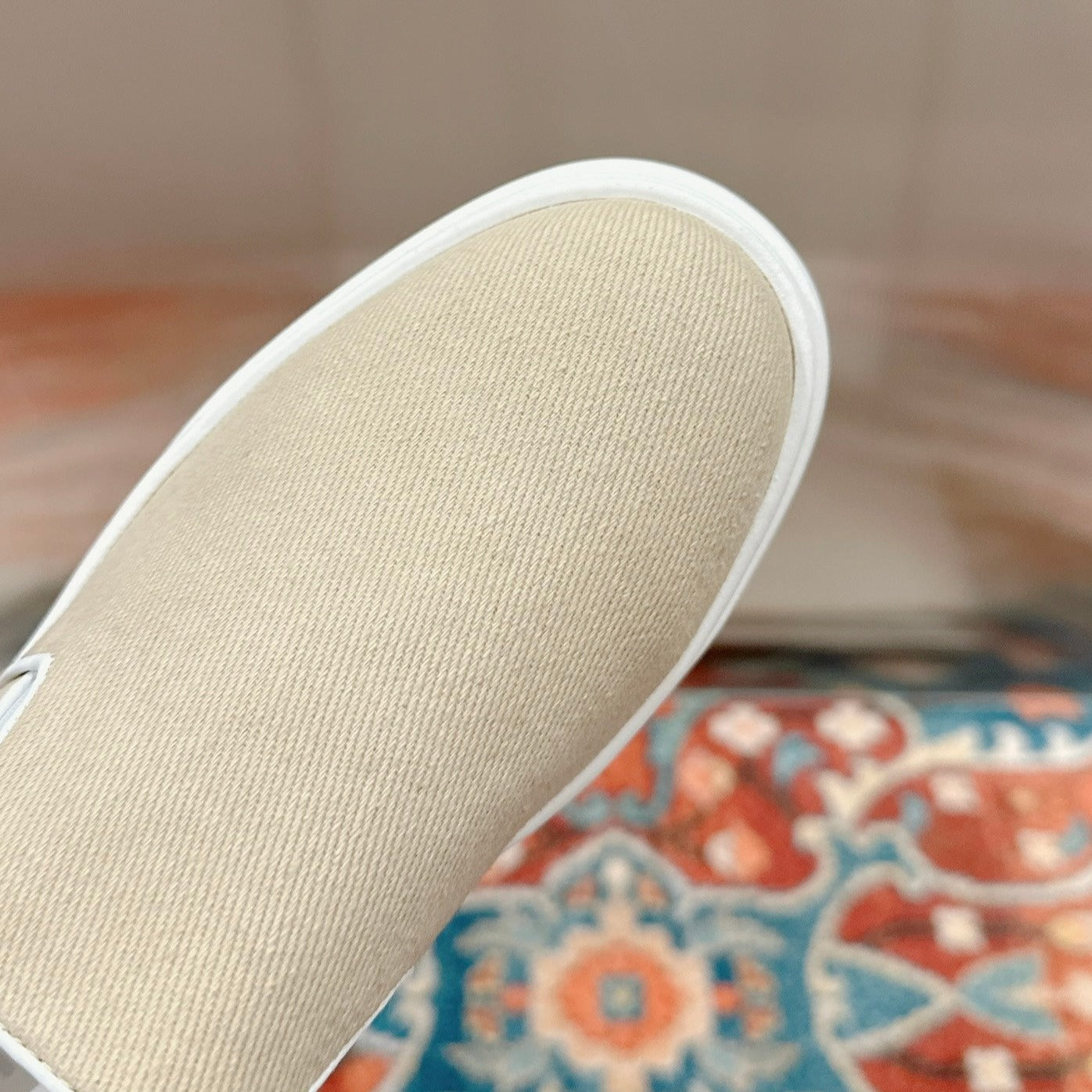 Slip-on Shoes High Sole Cream Color Canvas - 35