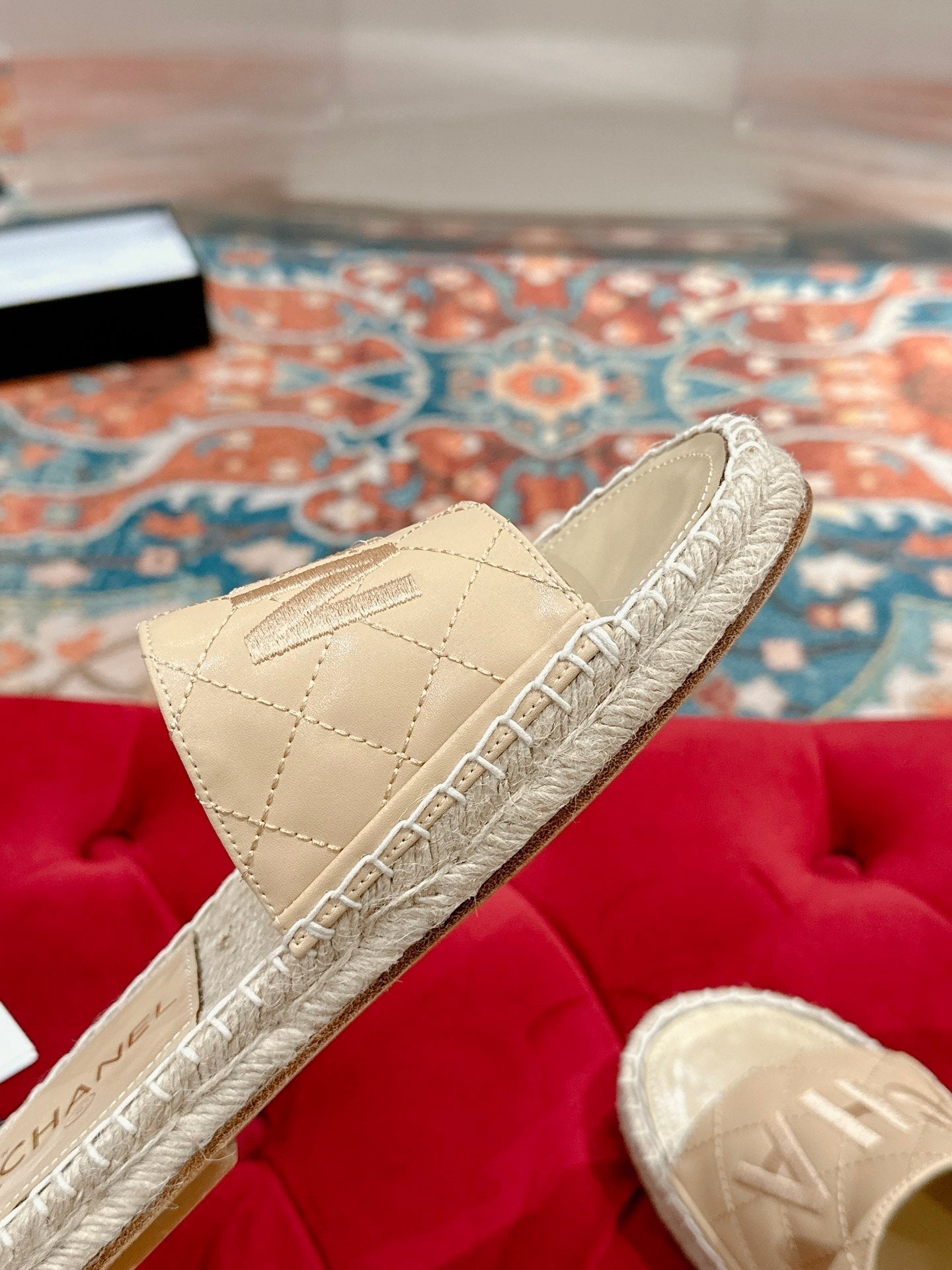 FLAT SLIPPERS IN BEIGE LAMBSKIN MIX WOVEN - 35
