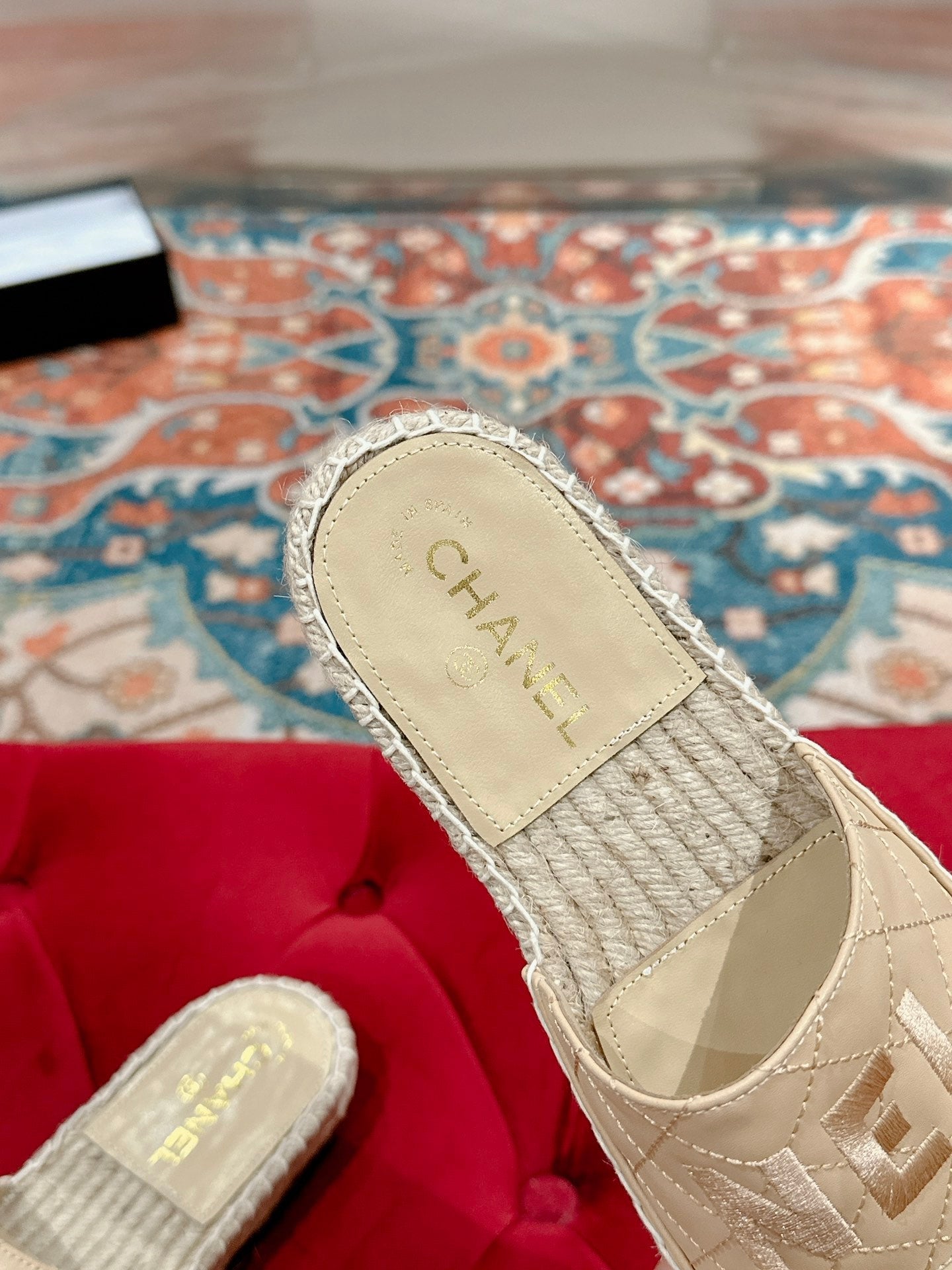 FLAT SLIPPERS IN BEIGE LAMBSKIN MIX WOVEN - 35
