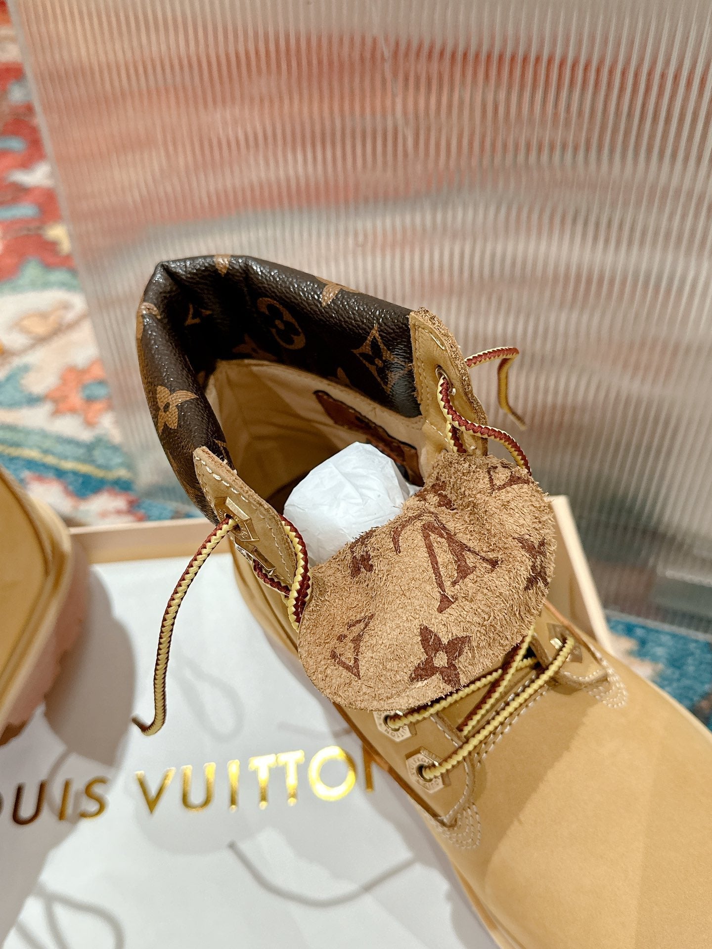 LV X TIMBERLAND ANKLE BOOT IN TORTILLA BROWN SUEDE - 35