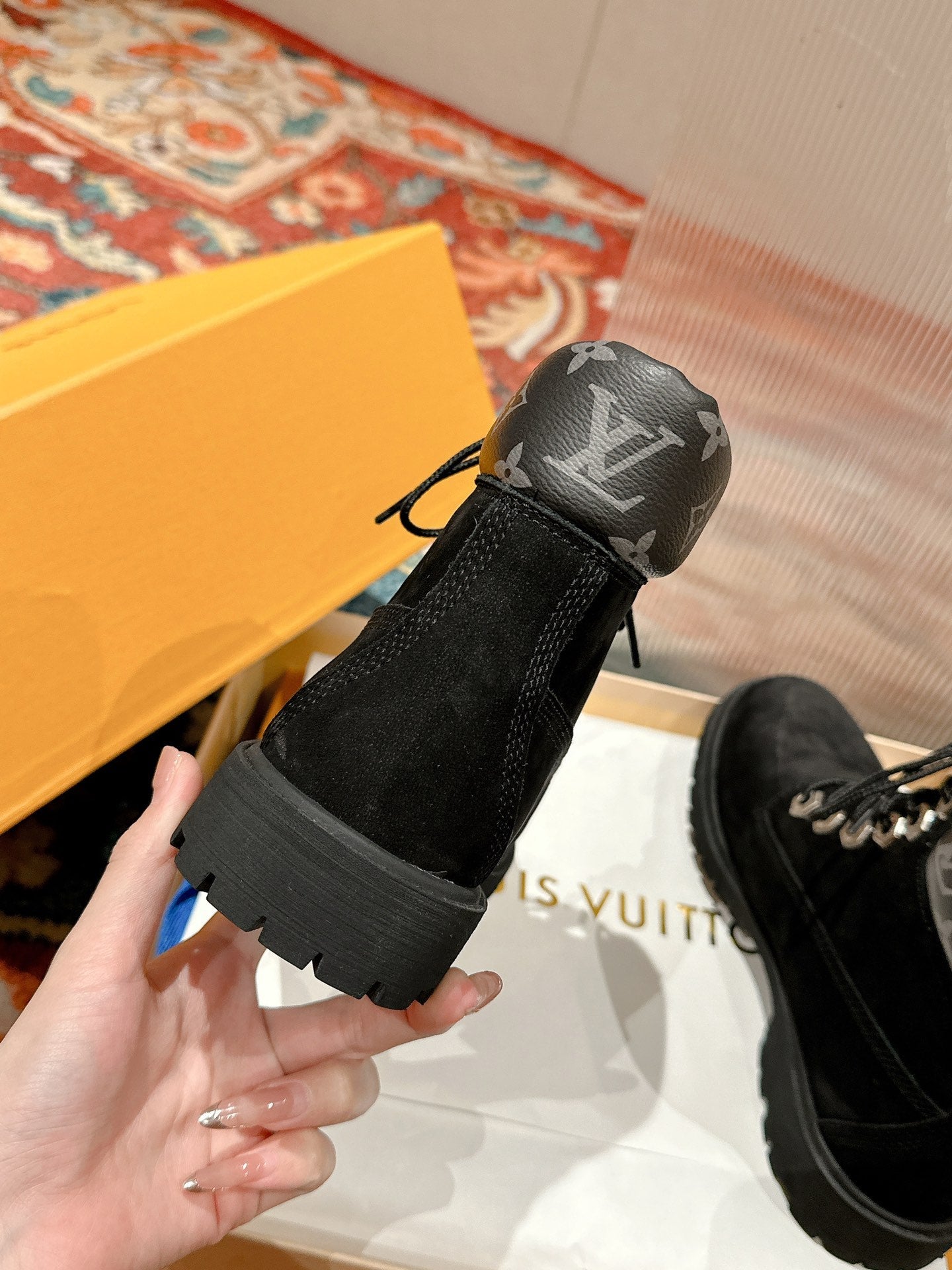 LV X TIMBERLAND ANKLE BOOT IN BLACK SUEDE - 35