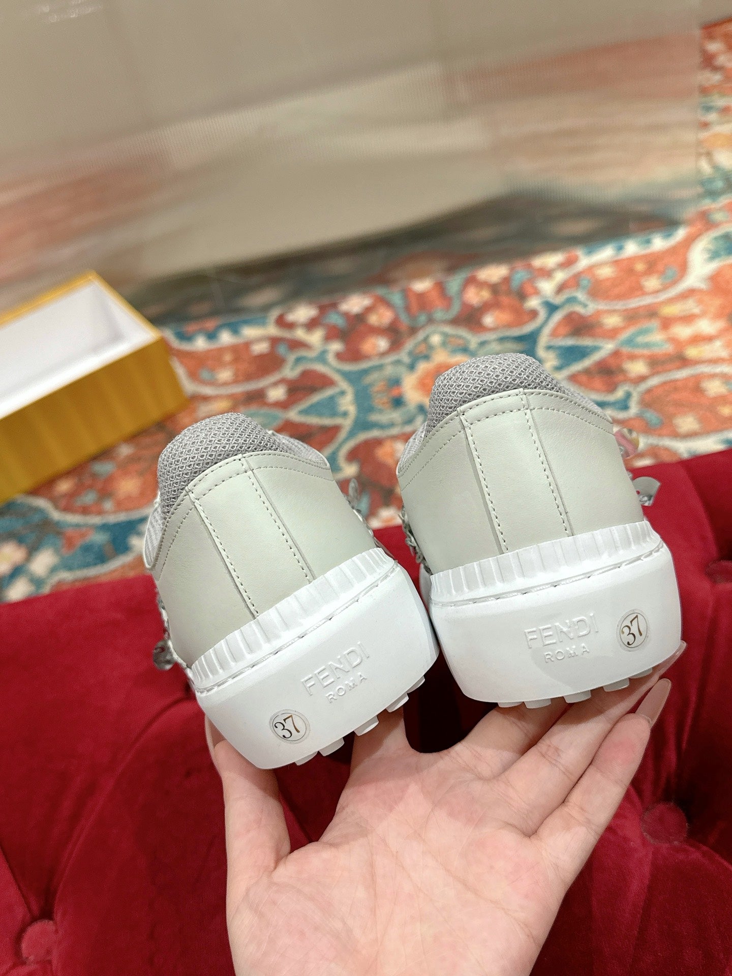 RUNWAY SEQUIN CASUAL SHOES IN PEARL GRAY CALFSKIN - 35