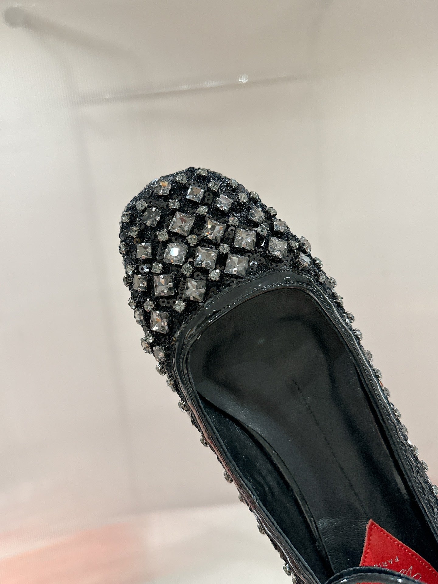 BALLERINAS IN BLACK FABRIC WITH CRYSTAL DETAILING - 35