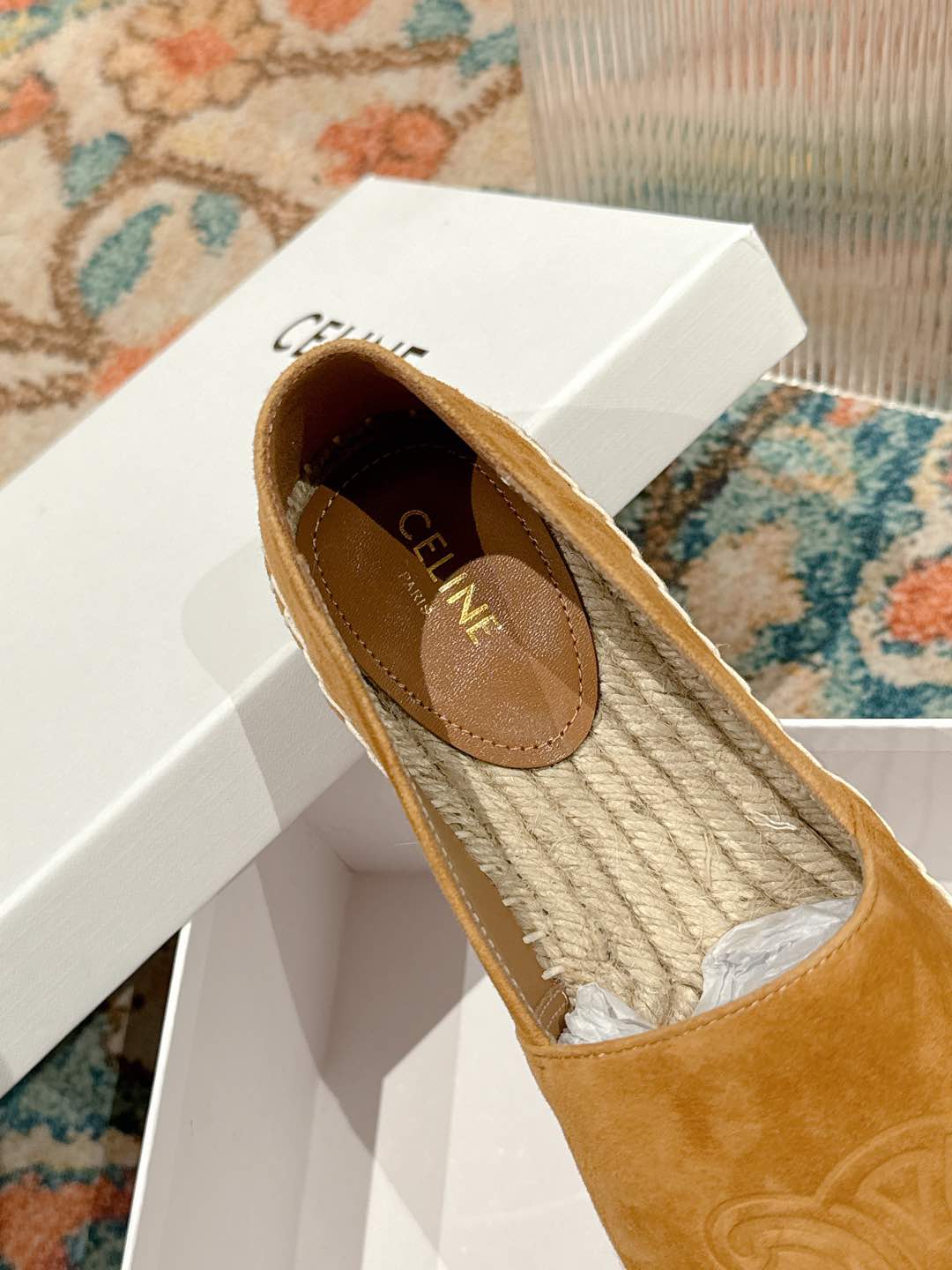 ESPADRILLES PEANUT BROWN SUEDE EMBOSSED LOGO - 35