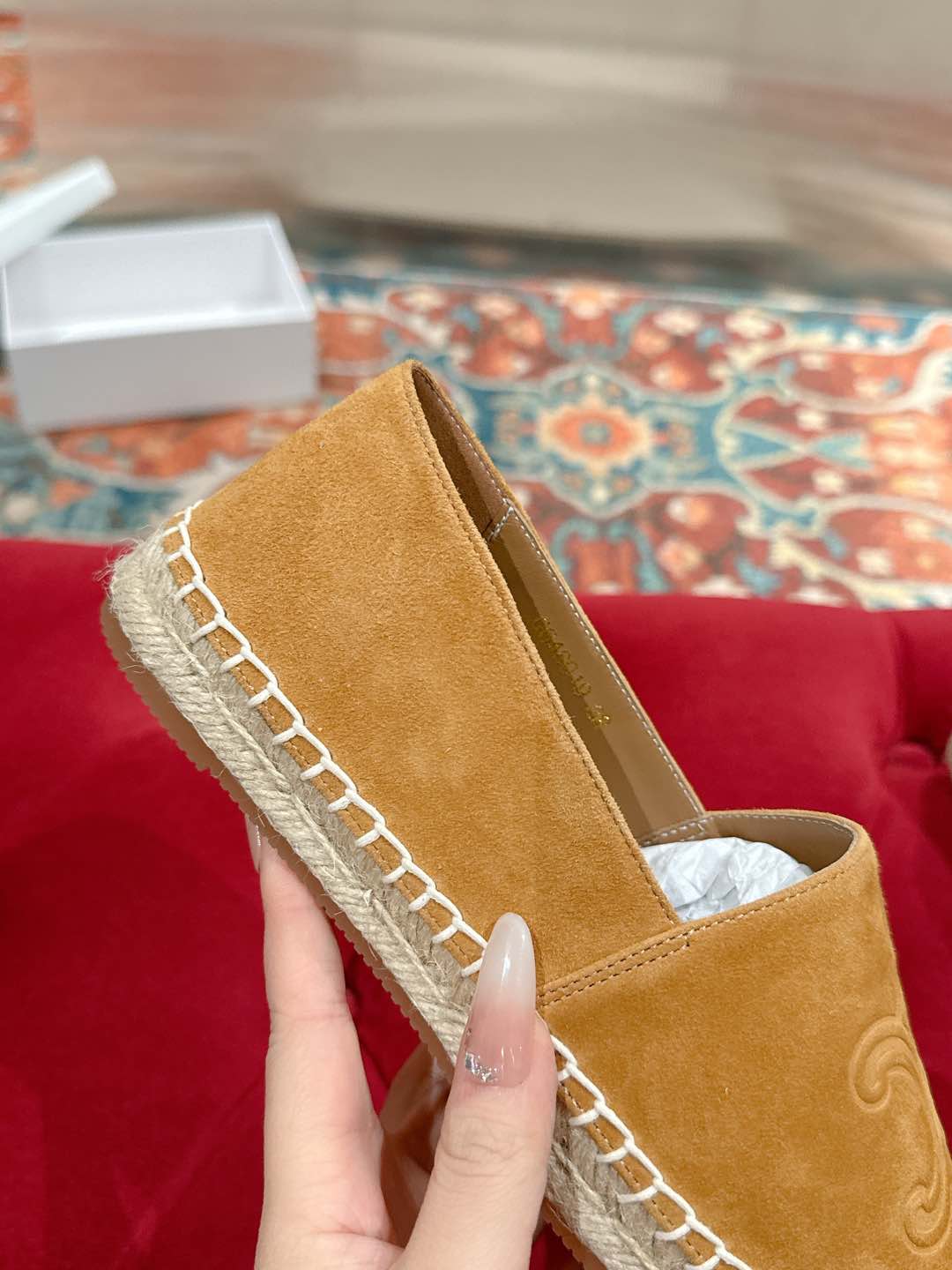 ESPADRILLES PEANUT BROWN SUEDE EMBOSSED LOGO - 35