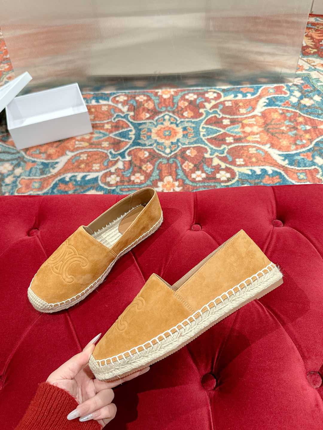 ESPADRILLES PEANUT BROWN SUEDE EMBOSSED LOGO - 35