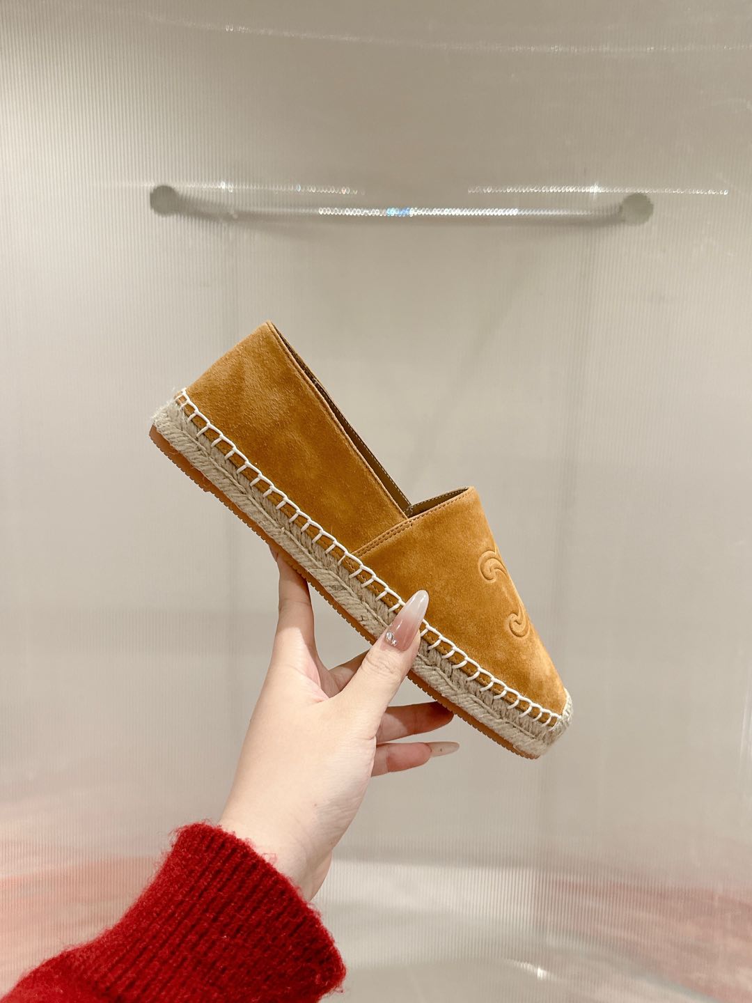 ESPADRILLES PEANUT BROWN SUEDE EMBOSSED LOGO - 35