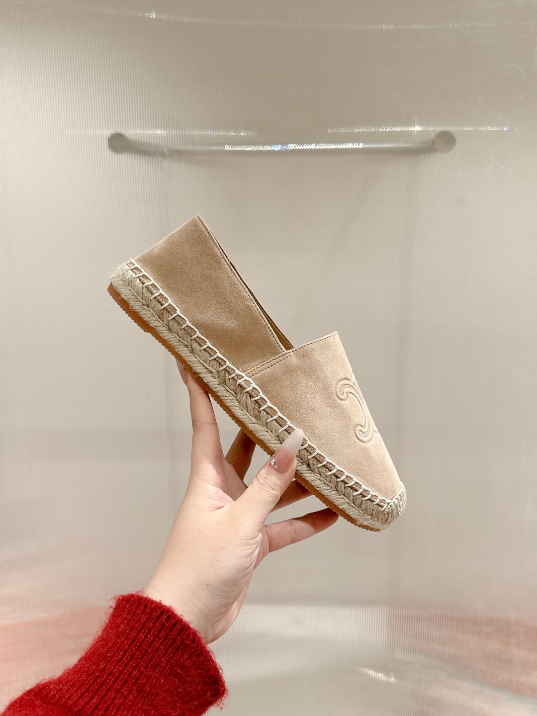 ESPADRILLES BEIGE SUEDE EMBOSSED LOGO - 35