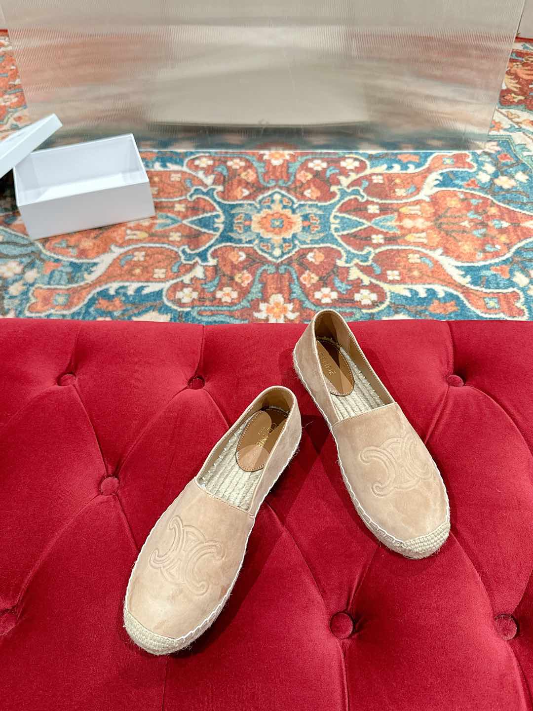 ESPADRILLES BEIGE SUEDE EMBOSSED LOGO - 35