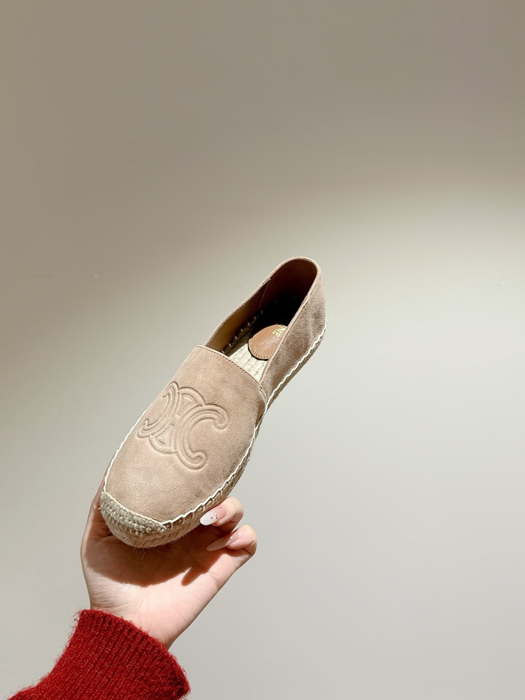 ESPADRILLES BEIGE SUEDE EMBOSSED LOGO - 35
