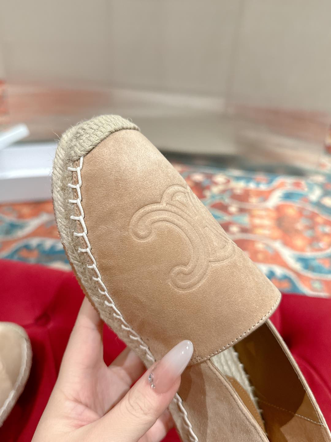 ESPADRILLES BEIGE SUEDE EMBOSSED LOGO - 35
