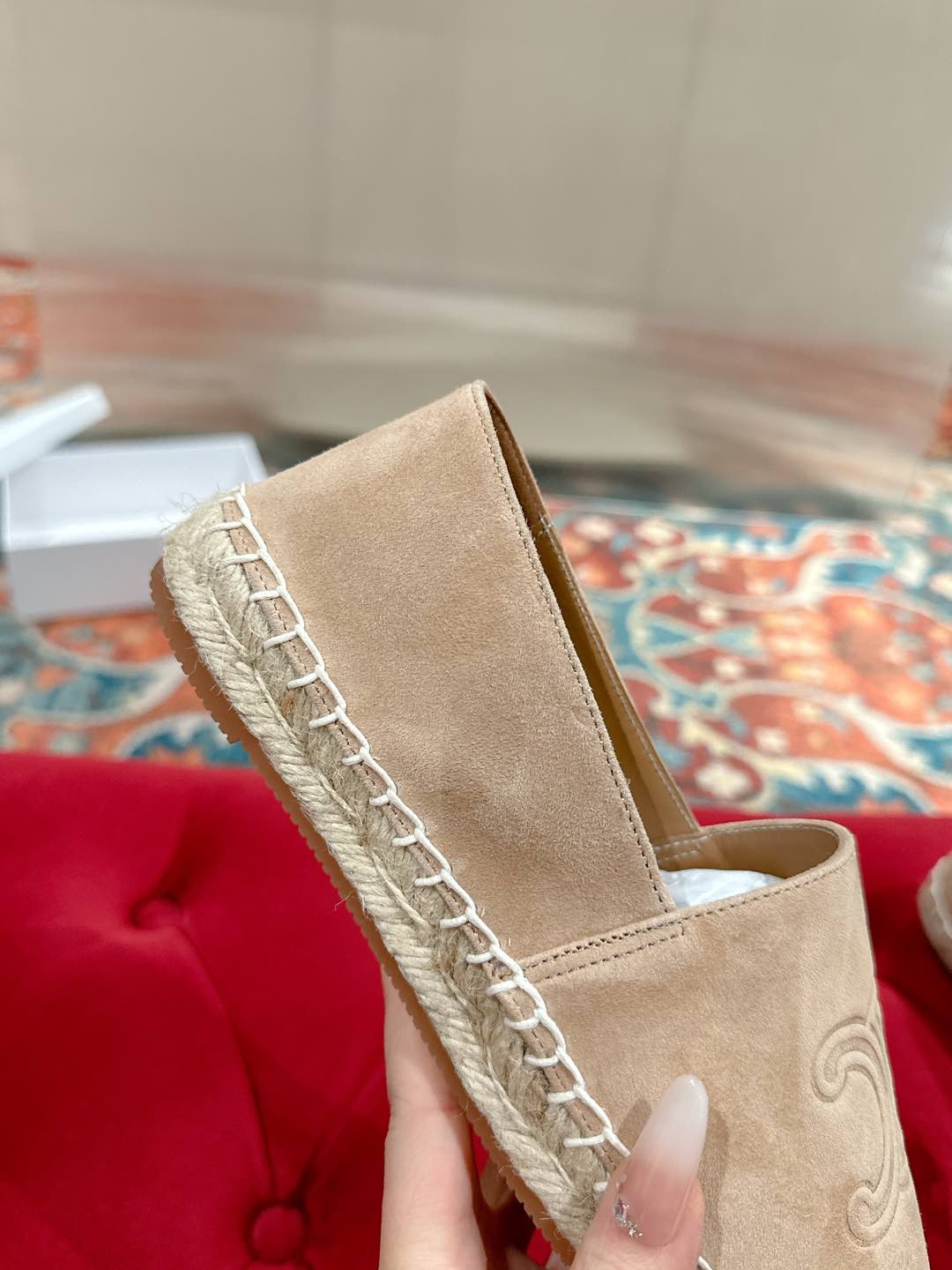 ESPADRILLES BEIGE SUEDE EMBOSSED LOGO - 35
