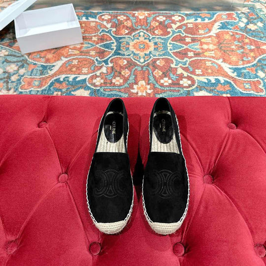 ESPADRILLES BLACK SUEDE EMBOSSED LOGO - 35