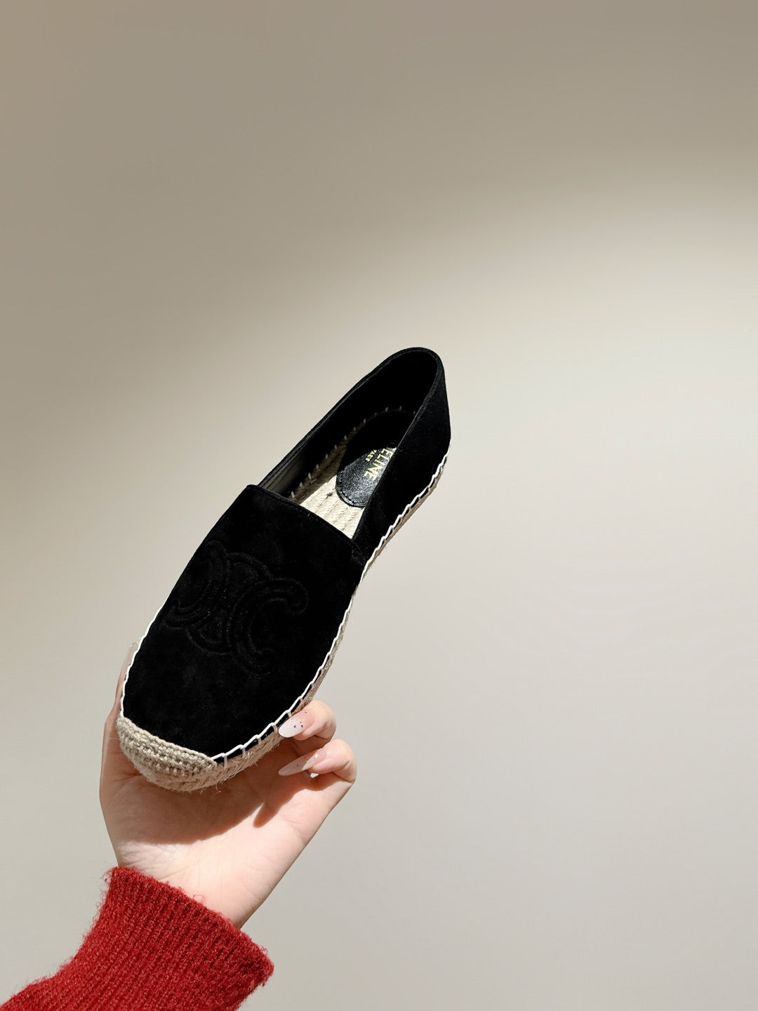 ESPADRILLES BLACK SUEDE EMBOSSED LOGO - 35