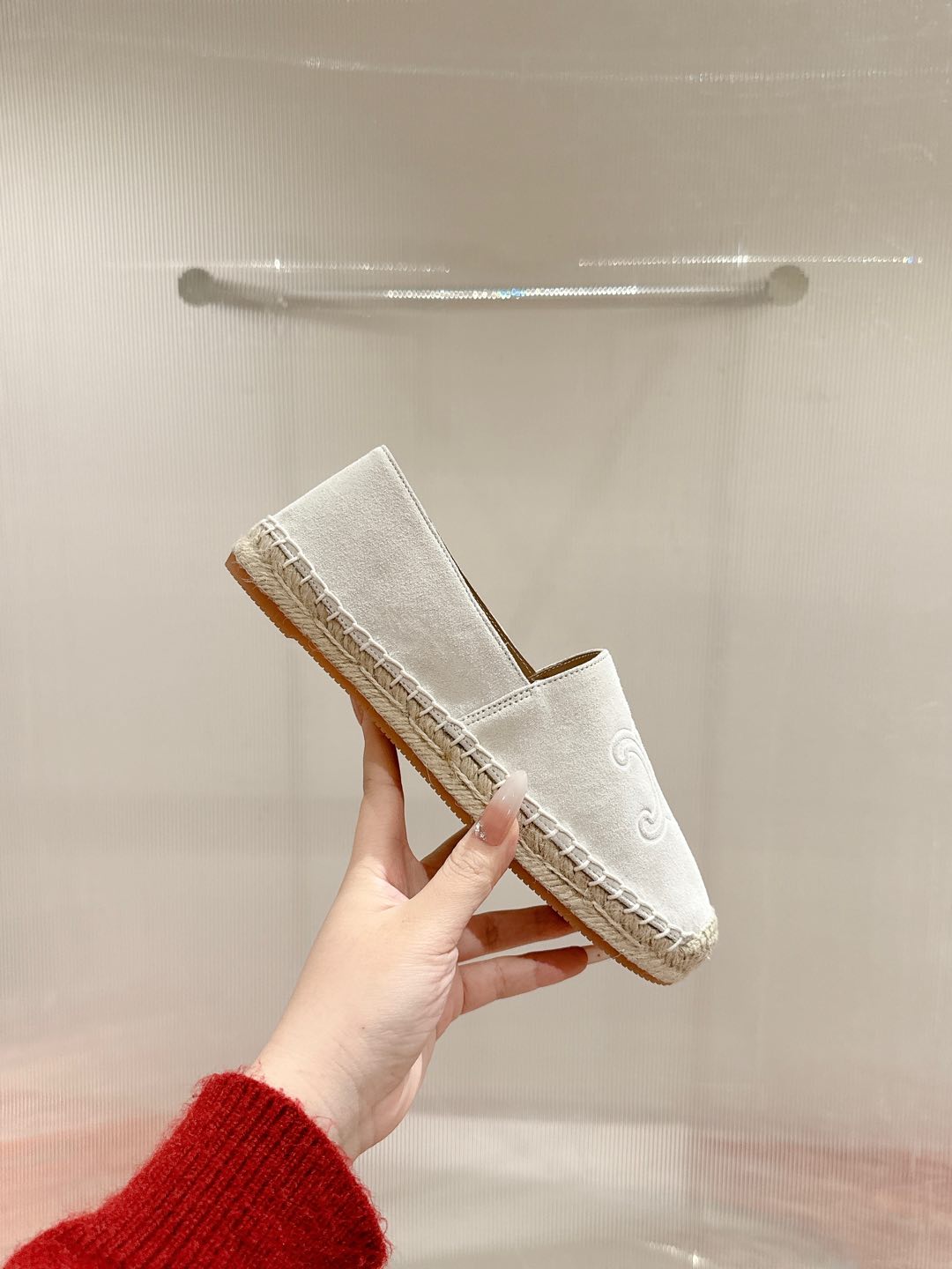 ESPADRILLES WHITE SUEDE EMBOSSED LOGO - 35