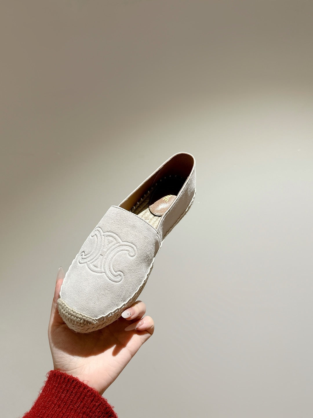 ESPADRILLES WHITE SUEDE EMBOSSED LOGO - 35