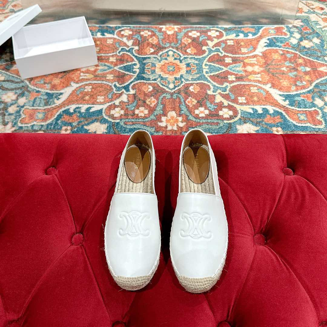 ESPADRILLES WHITE SHINY CALFSKIN EMBOSSED LOGO - 35