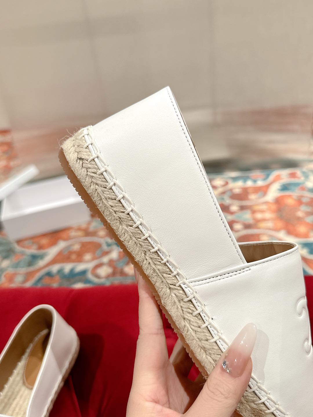 ESPADRILLES WHITE SHINY CALFSKIN EMBOSSED LOGO - 35