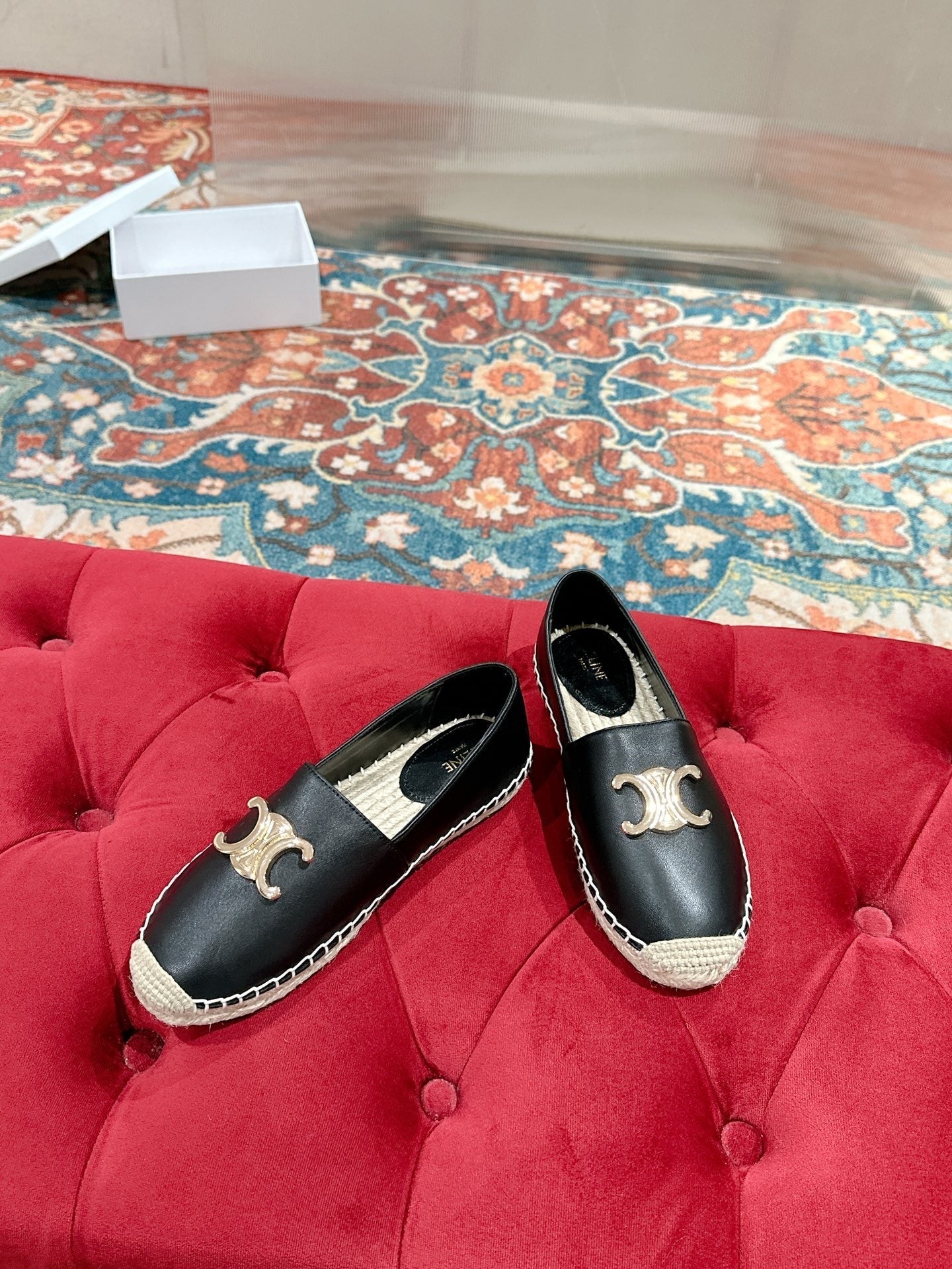 ESPADRILLES BLACK LAMBSKIN GOLD TRIOMPHE - 35