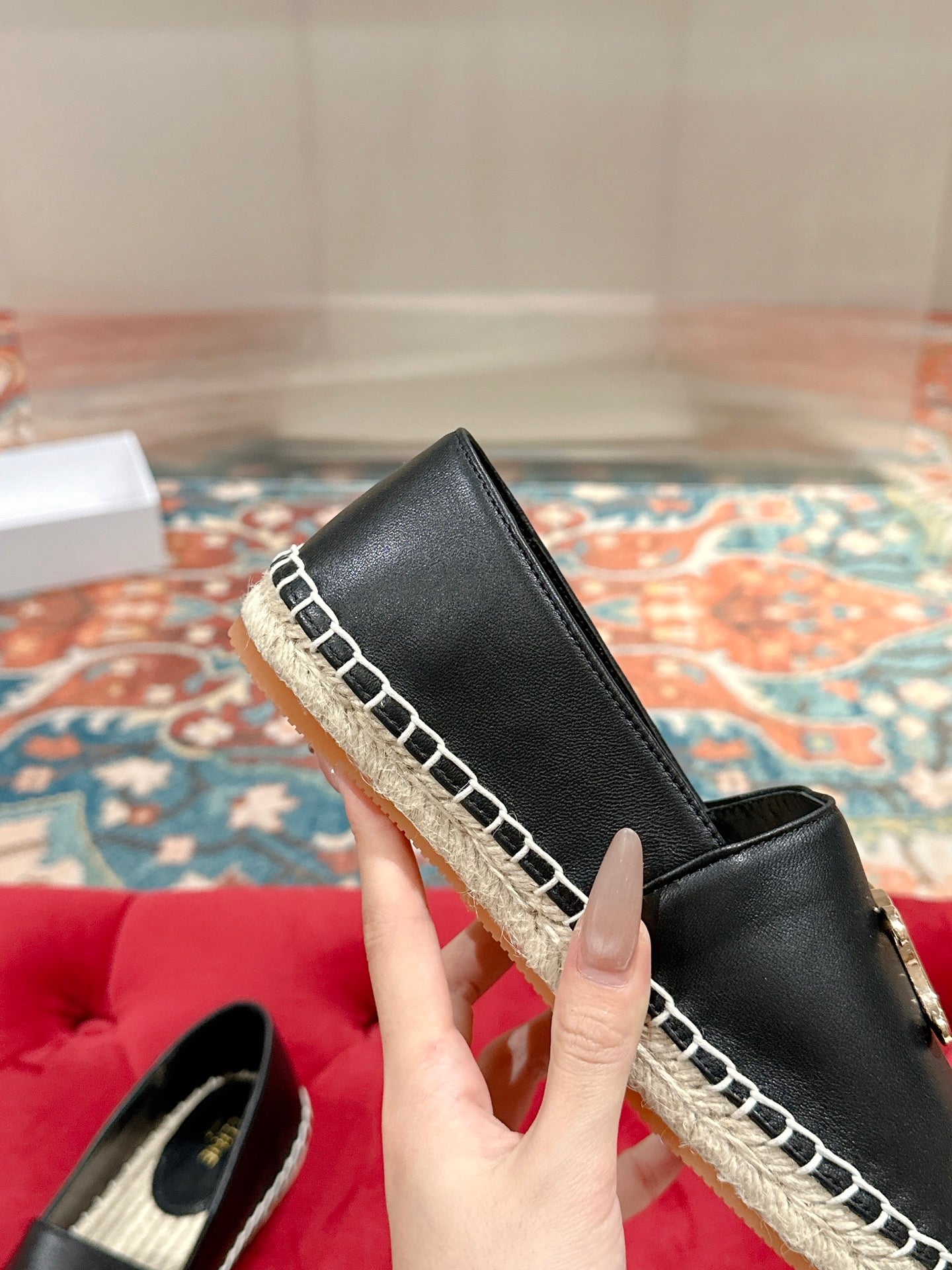 ESPADRILLES BLACK LAMBSKIN GOLD TRIOMPHE - 35
