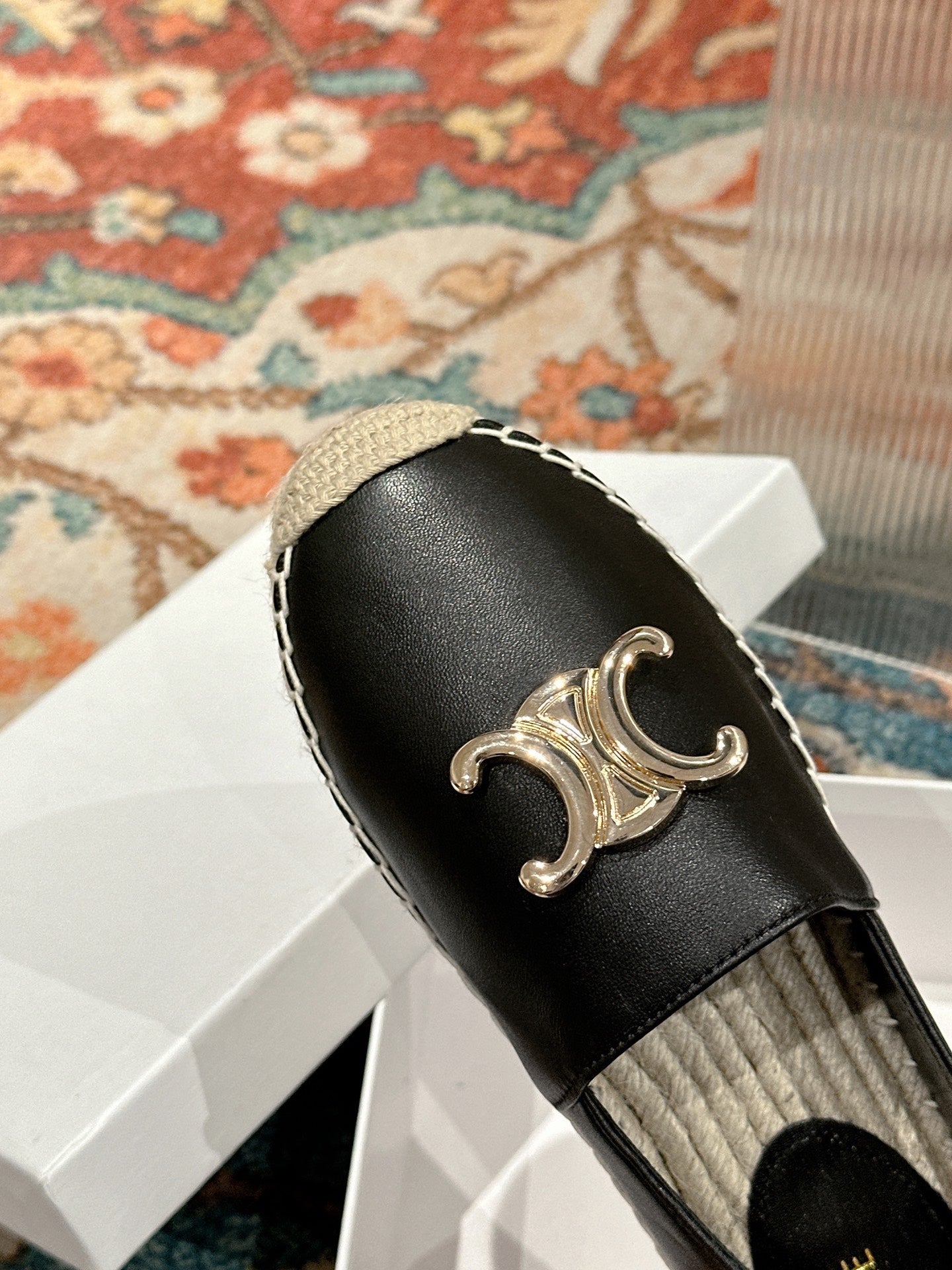 ESPADRILLES BLACK LAMBSKIN GOLD TRIOMPHE - 35