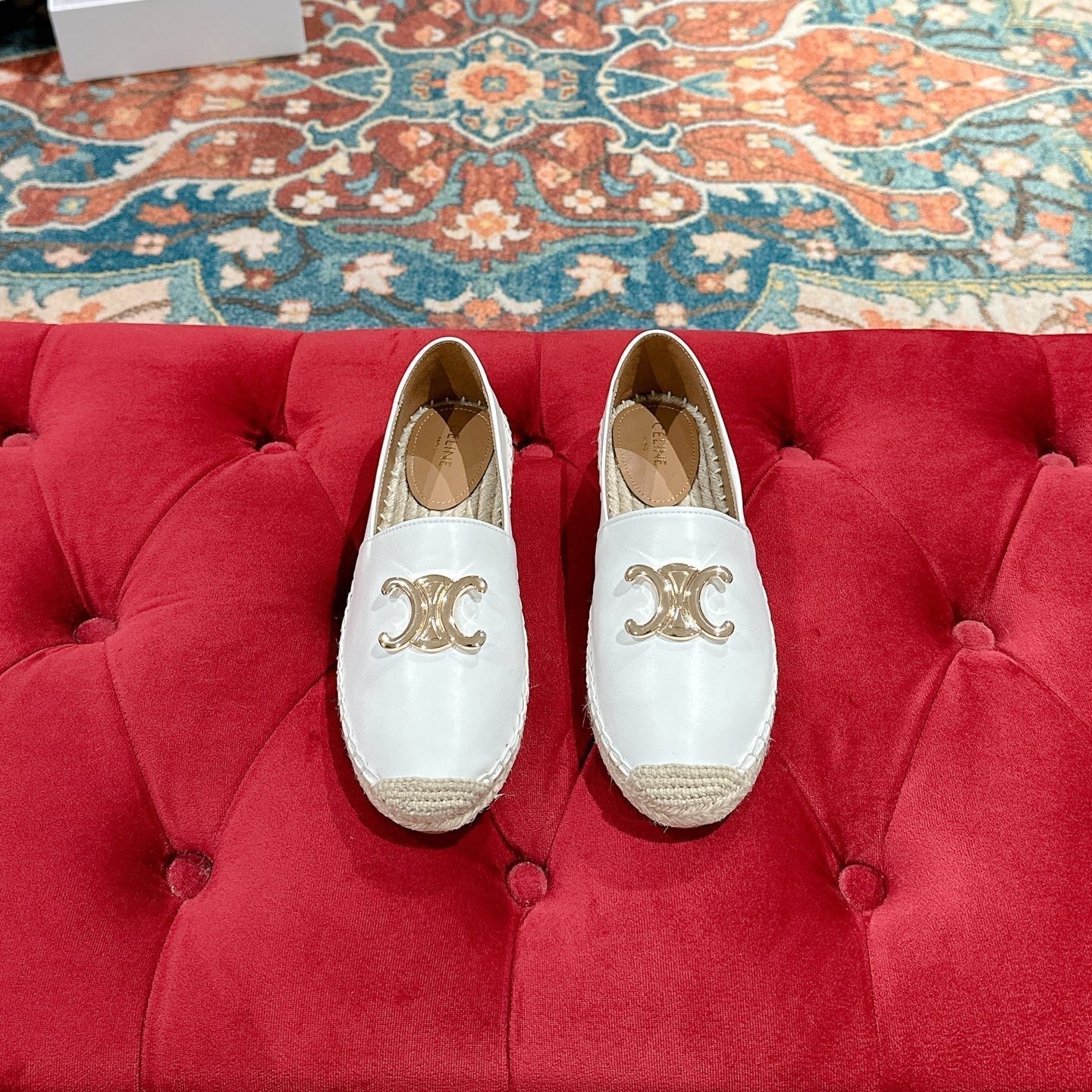 ESPADRILLES WHITE LAMBSKIN GOLD TRIOMPHE - 35