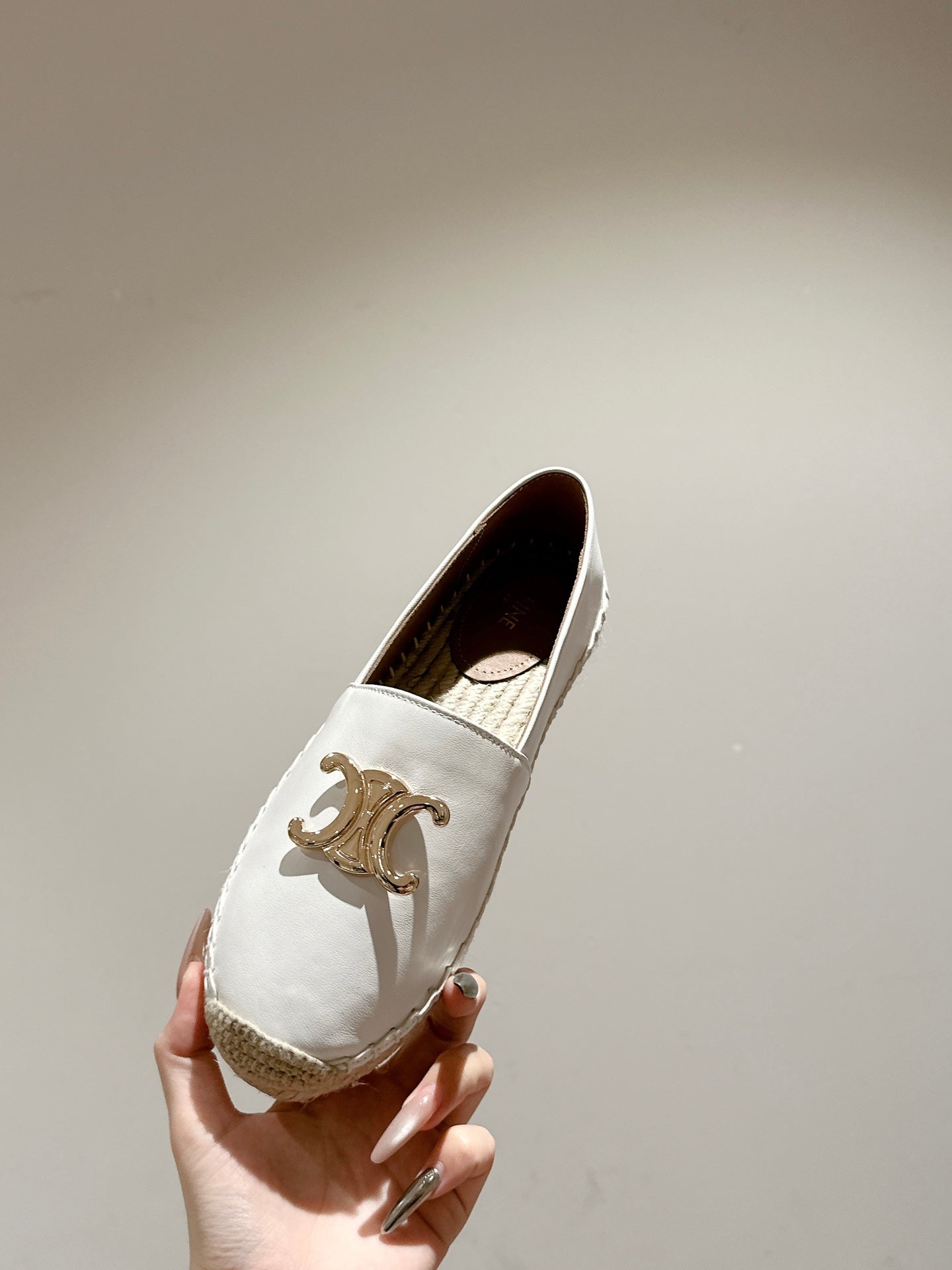 ESPADRILLES WHITE LAMBSKIN GOLD TRIOMPHE - 35