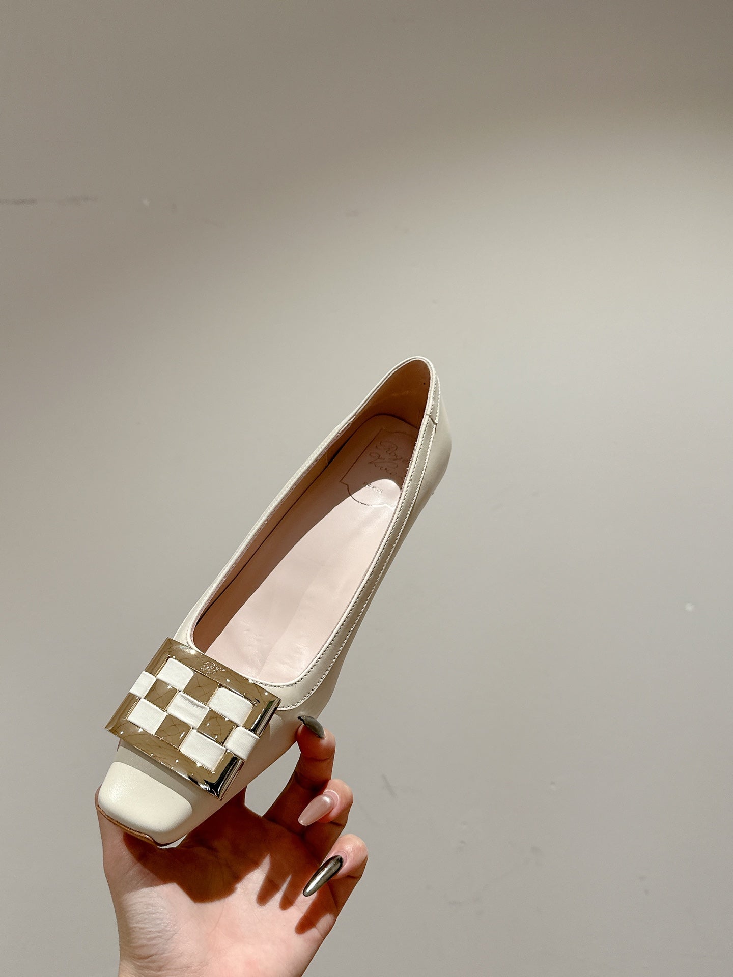 TROMPETTE BALLERINAS IN OFF WHITE SHINY CALFSKIN - 35