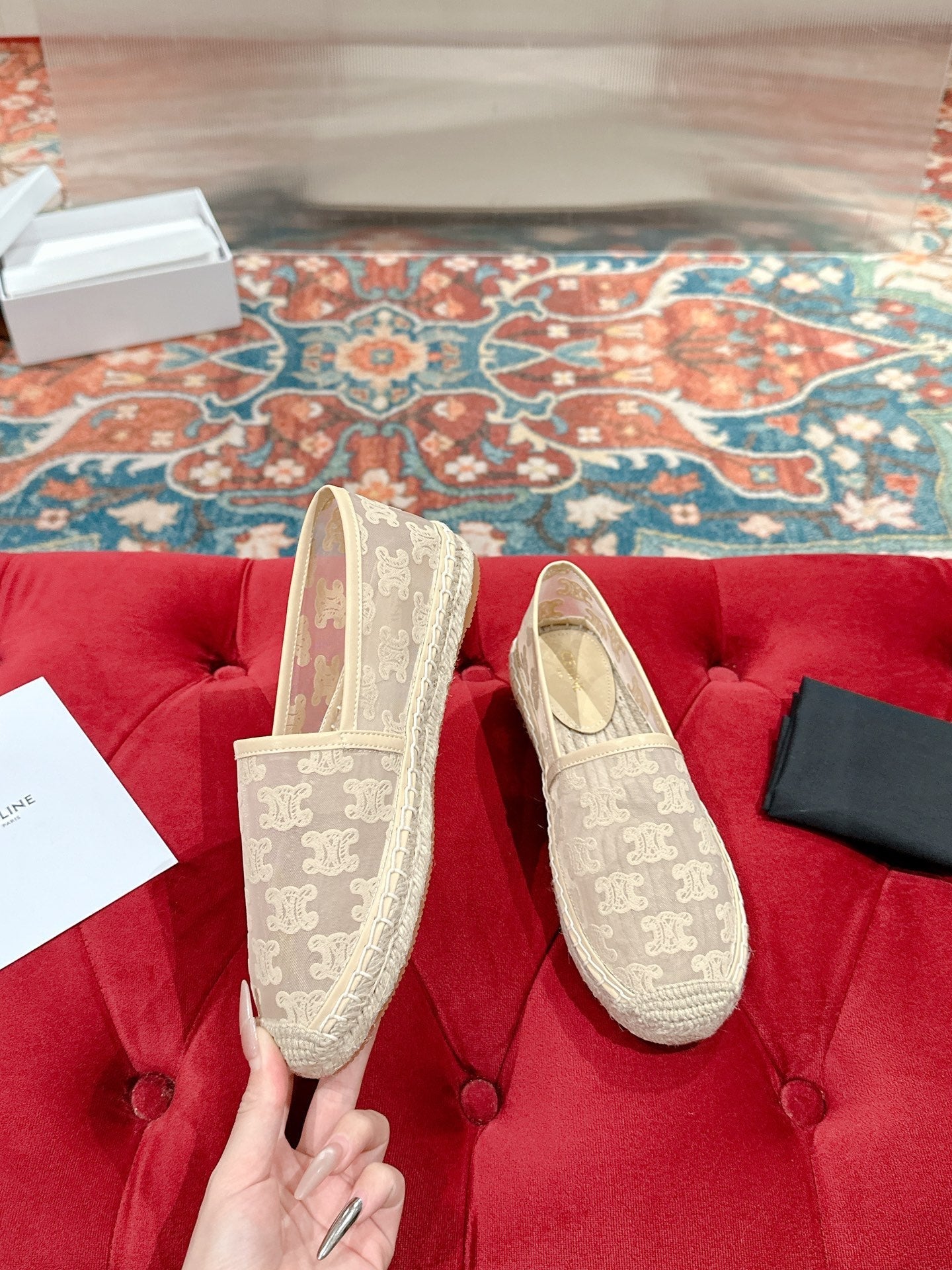 ESPADRILLES IN BEIGE MESH - 35