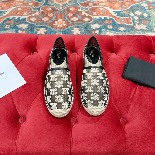 ESPADRILLES IN BLACK MIX BEIGE MESH - 35