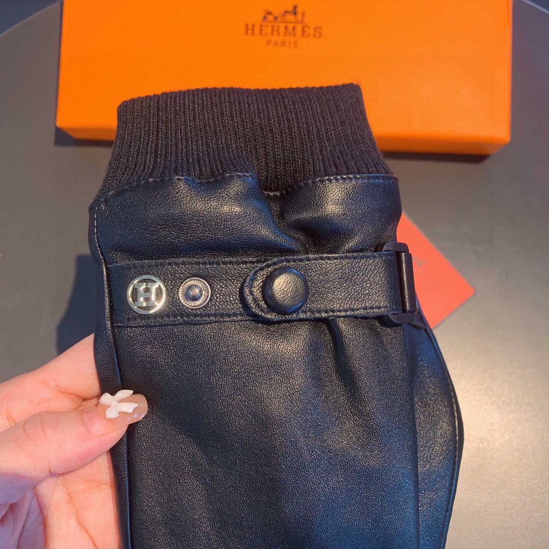 GLOVES IN BLACK SHEEPSKIN AND WOOL 112362 - XL