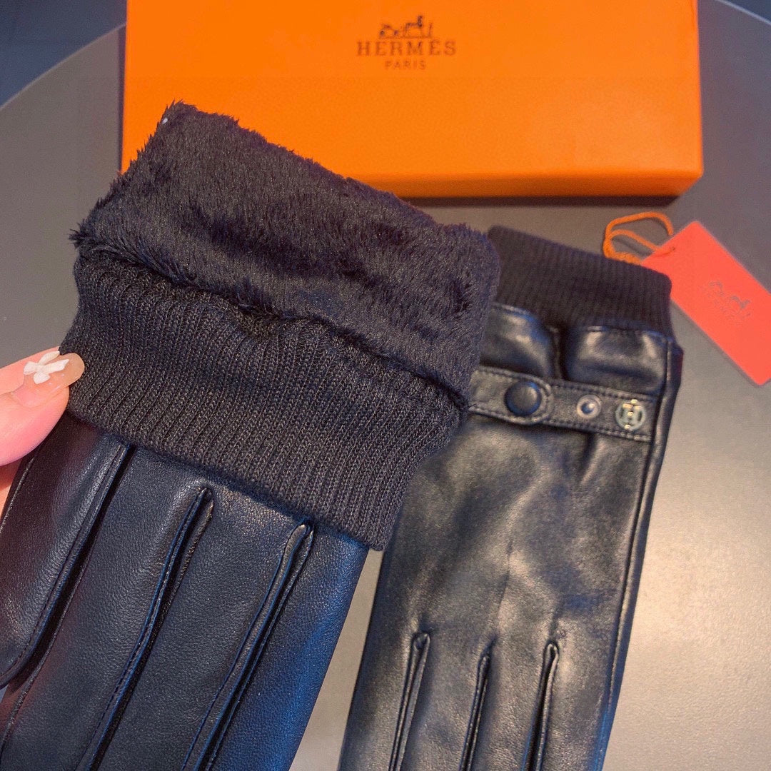 GLOVES IN BLACK SHEEPSKIN AND WOOL 112362 - XL