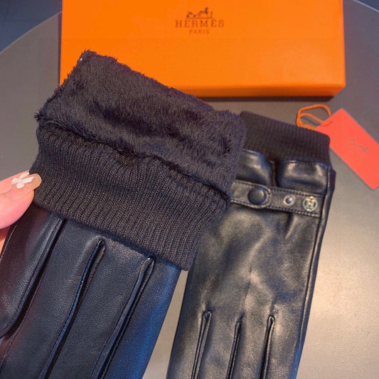 GLOVES IN BLACK SHEEPSKIN AND WOOL 112362 - XL