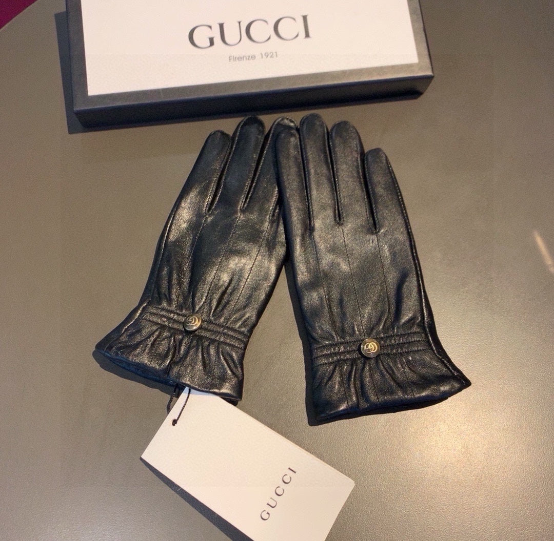 TOUCHSCREEN GLOVES WITH DOUBLE CORD TIGHTENING IN BLACK LAMBSKIN 440488 - M