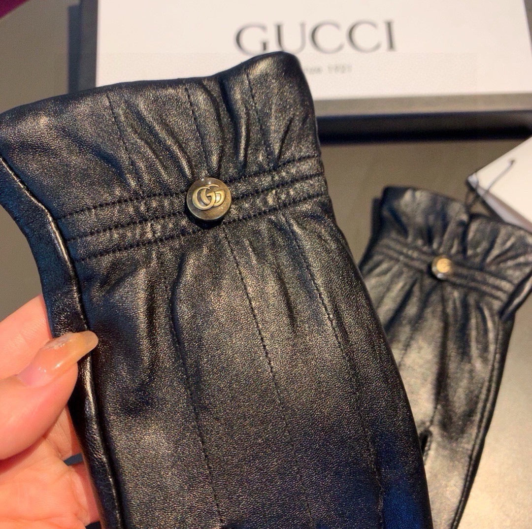 TOUCHSCREEN GLOVES WITH DOUBLE CORD TIGHTENING IN BLACK LAMBSKIN 440488 - M
