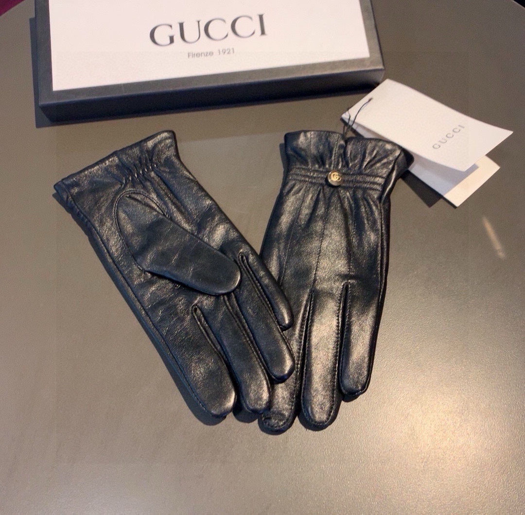 TOUCHSCREEN GLOVES WITH DOUBLE CORD TIGHTENING IN BLACK LAMBSKIN 440488 - M