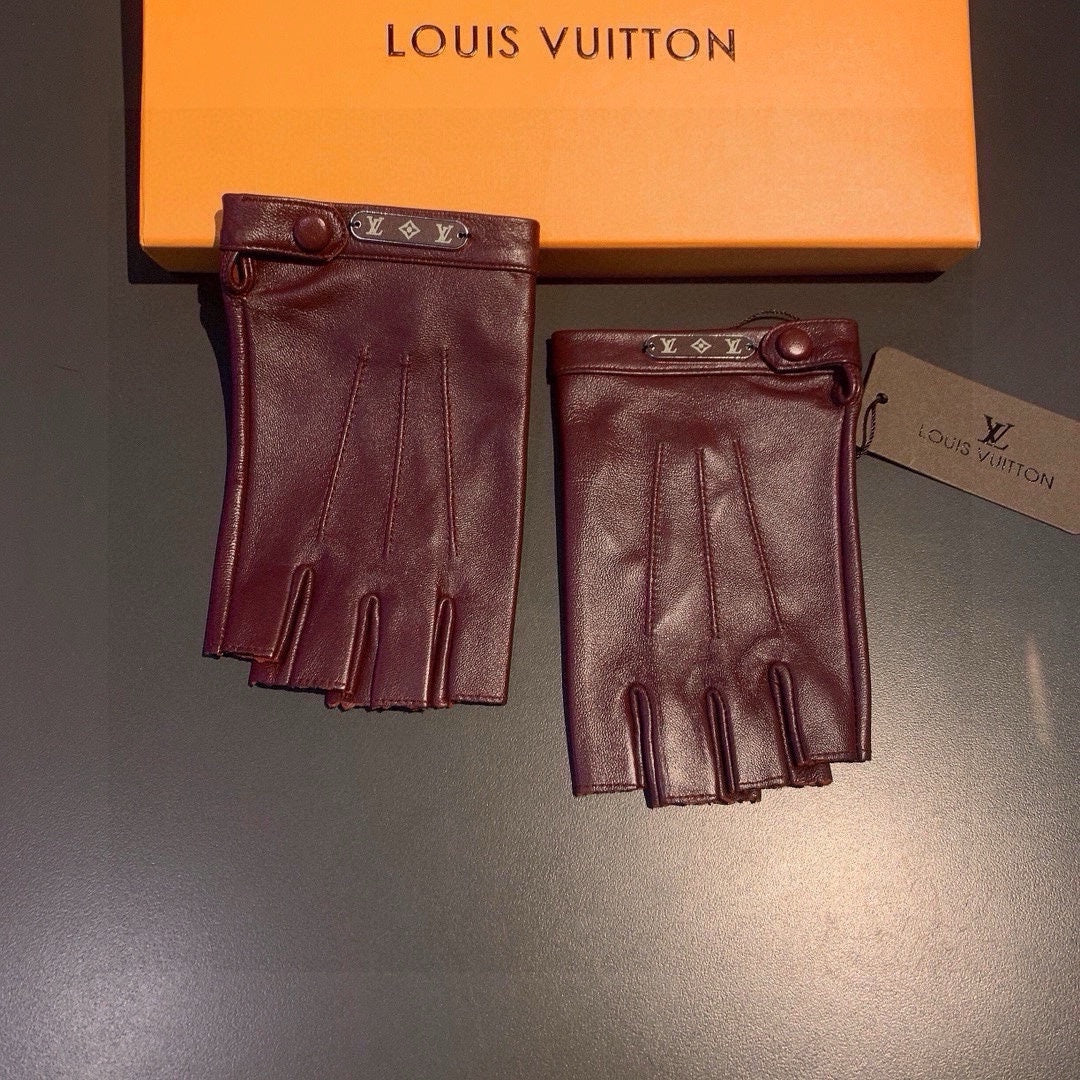FINGERLESS GLOVES IN GARNET RED LAMBSKIN 453645 - M