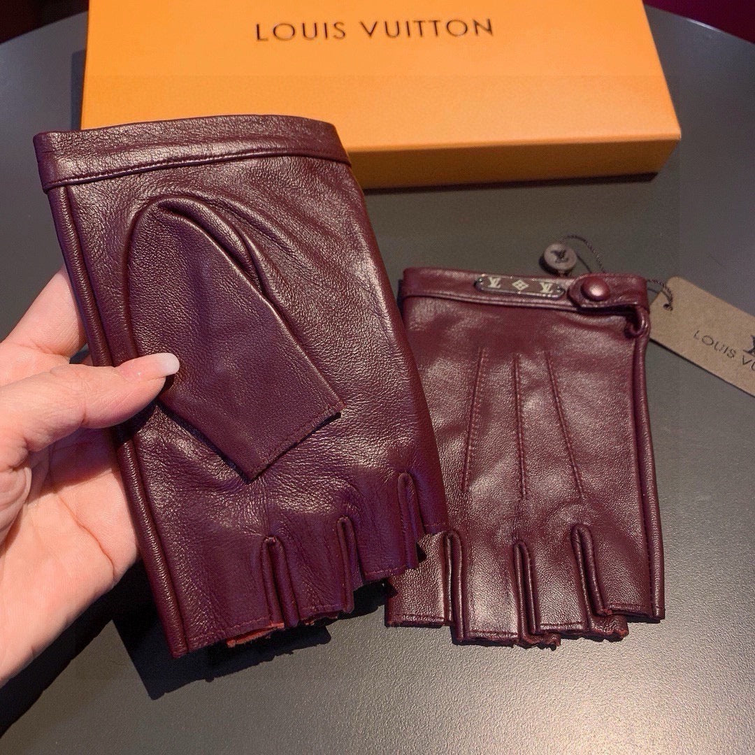FINGERLESS GLOVES IN GARNET RED LAMBSKIN 453645 - M