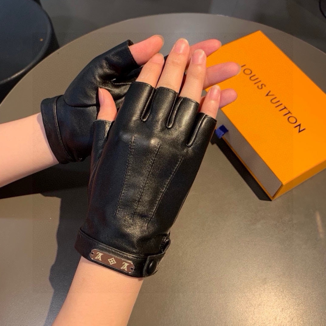 FINGERLESS GLOVES IN BLACK LAMBSKIN 453646 - M