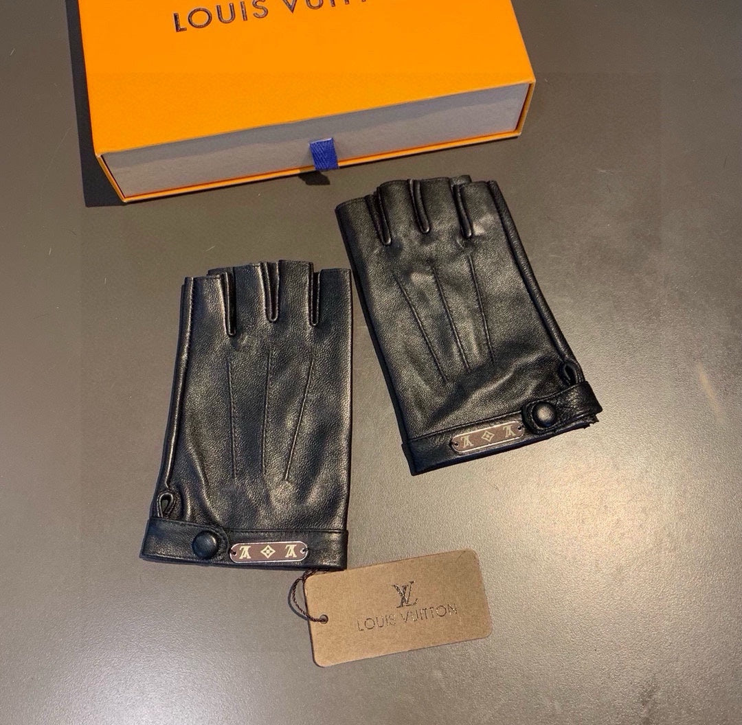 FINGERLESS GLOVES IN BLACK LAMBSKIN 453646 - M