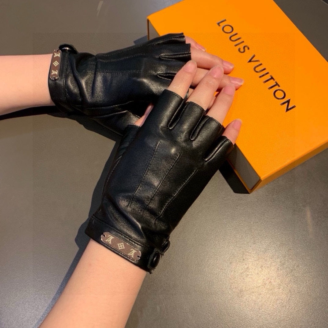 FINGERLESS GLOVES IN BLACK LAMBSKIN 453646 - M