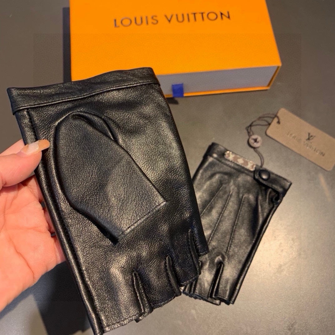 FINGERLESS GLOVES IN BLACK LAMBSKIN 453646 - M